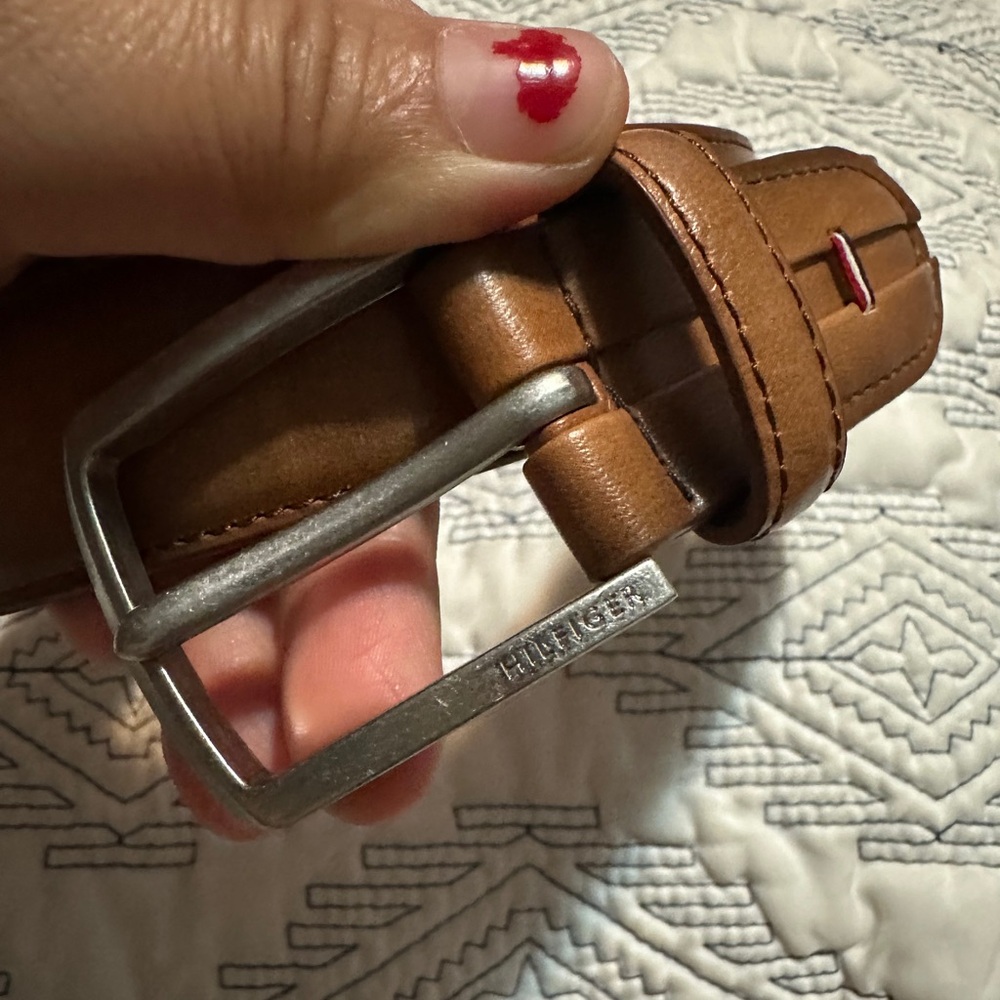 Brown Leather Belt with Silver Buckle